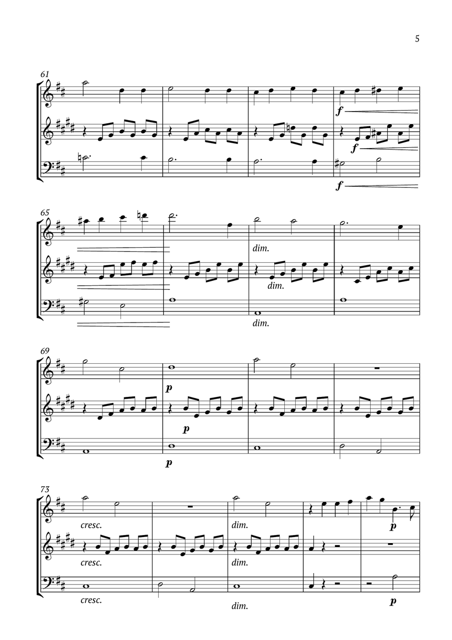 Song Without Words Op.62 No.1 Woodwind Trio scores gallery preview page 5