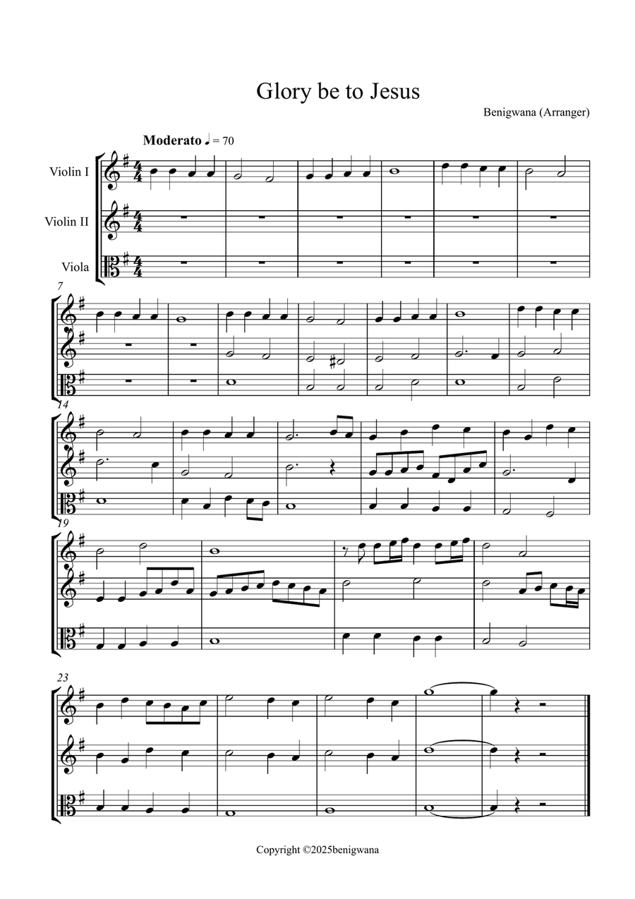 Glory be to Jesus Glory be to Jesus String Trio scores gallery preview page 1