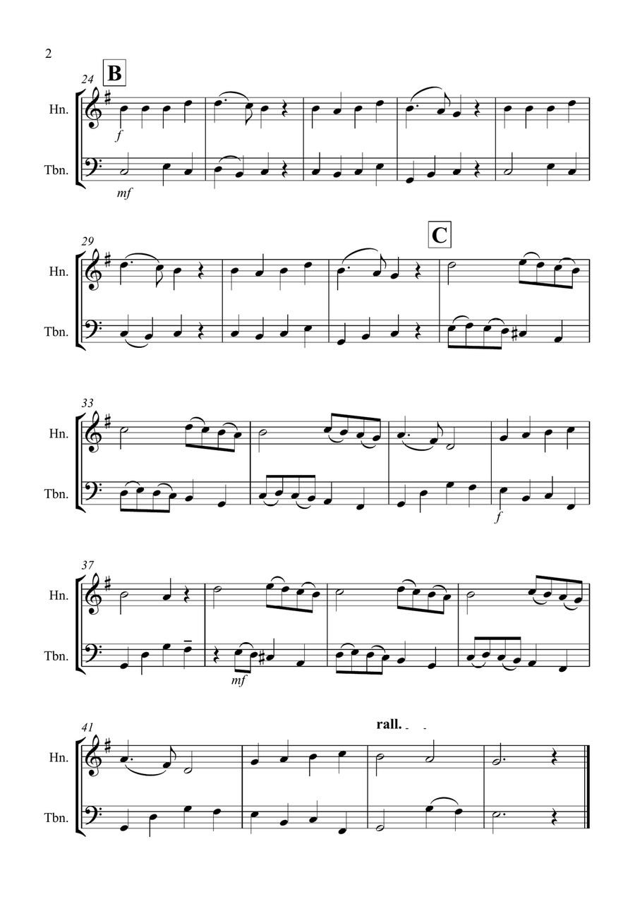 Angels We Have Heard on High for Horn and Trombone Duet Brass Duet scores gallery preview page 2