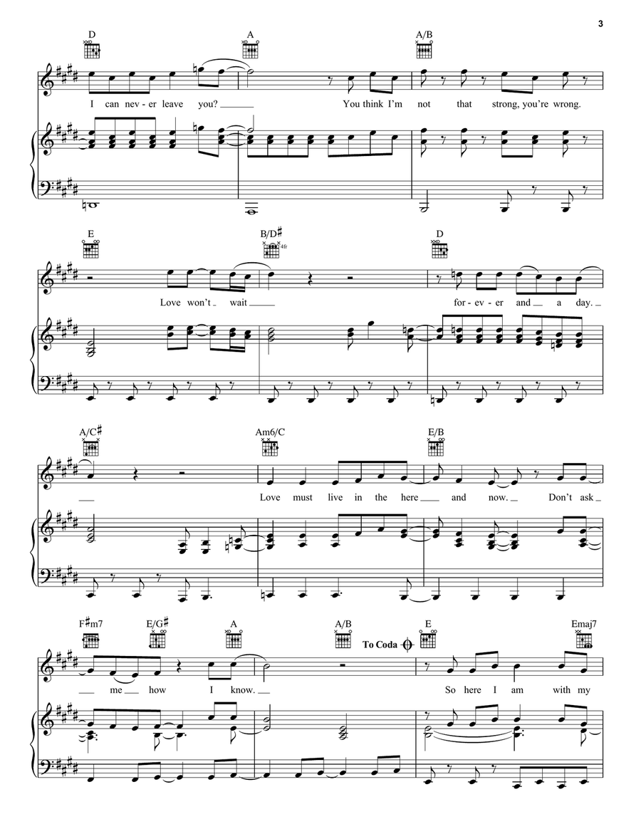 Love Won't Wait Love Won't Wait Piano, Vocal, Guitar scores gallery preview page 3