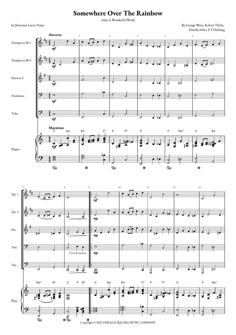Somewhere Over The Rainbow/what A Wonderful World Small Ensemble scores gallery preview page 1