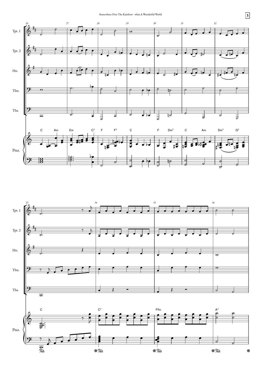 Somewhere Over The Rainbow/what A Wonderful World Small Ensemble scores gallery preview page 3
