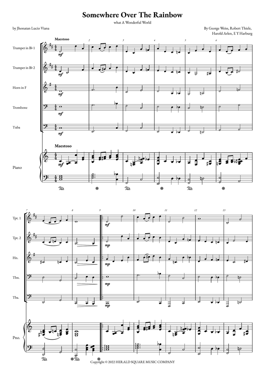 Somewhere Over The Rainbow/what A Wonderful World Small Ensemble scores gallery preview page 1