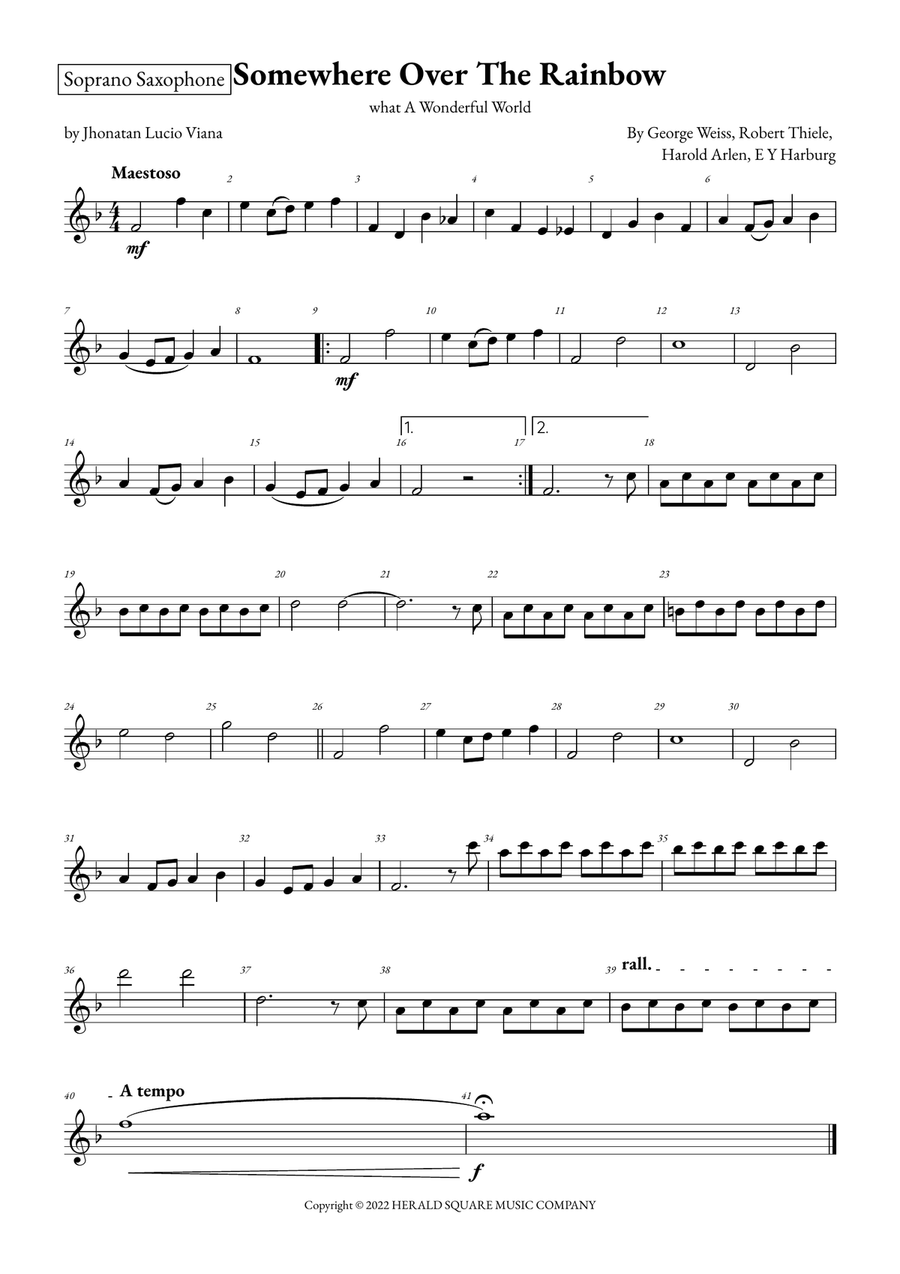 Somewhere Over The Rainbow/what A Wonderful World Saxophone Quartet scores gallery preview page 4