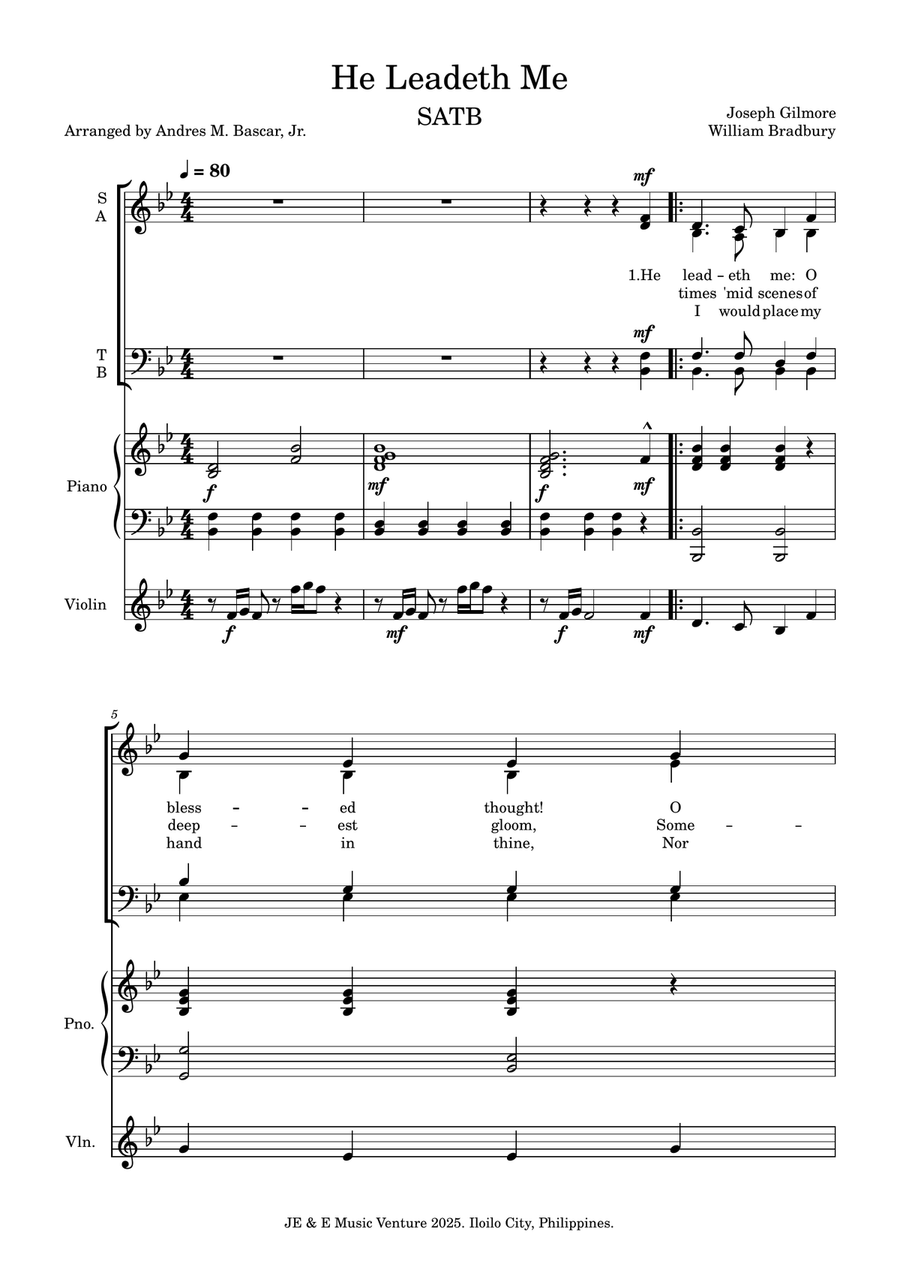 He Leadeth Me He Leadeth Me 4-Part scores gallery preview page 1