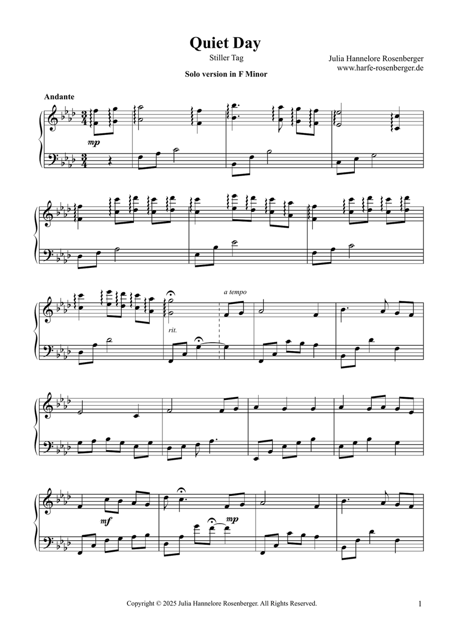 Quiet Day Quiet Day Pedal Harp scores gallery preview page 2