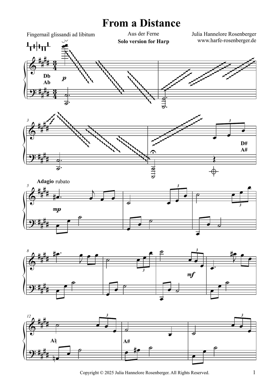 From a Distance From a Distance Pedal Harp scores gallery preview page 2