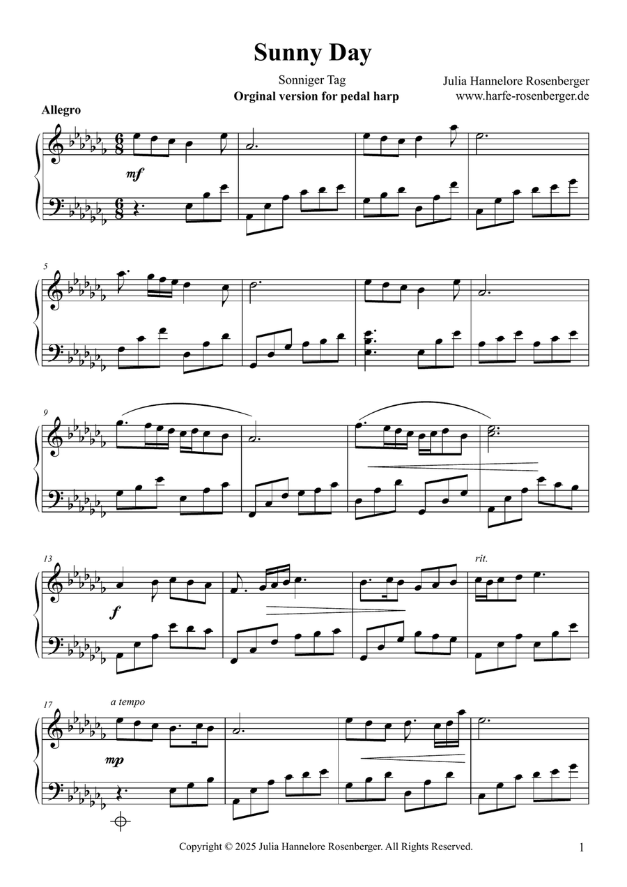 Sunny Day Sunny Day Pedal Harp scores gallery preview page 2