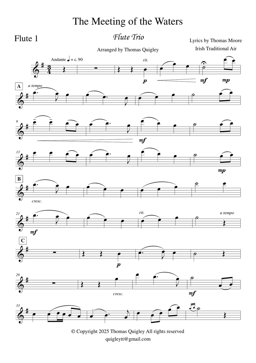 The Meeting of the Waters Flute Trio scores gallery preview page 6