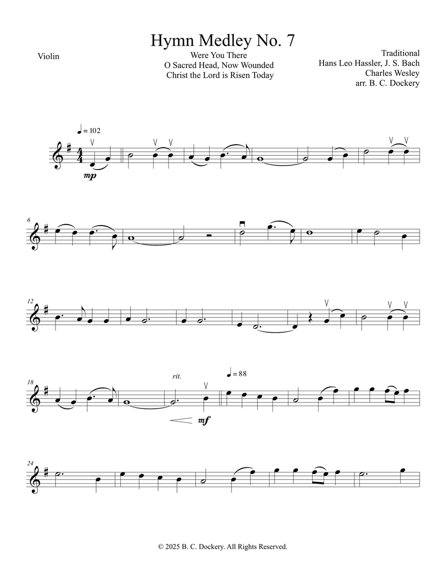 Hymn Medley No. 7 (Violin Solo) Violin Solo scores gallery preview page 1