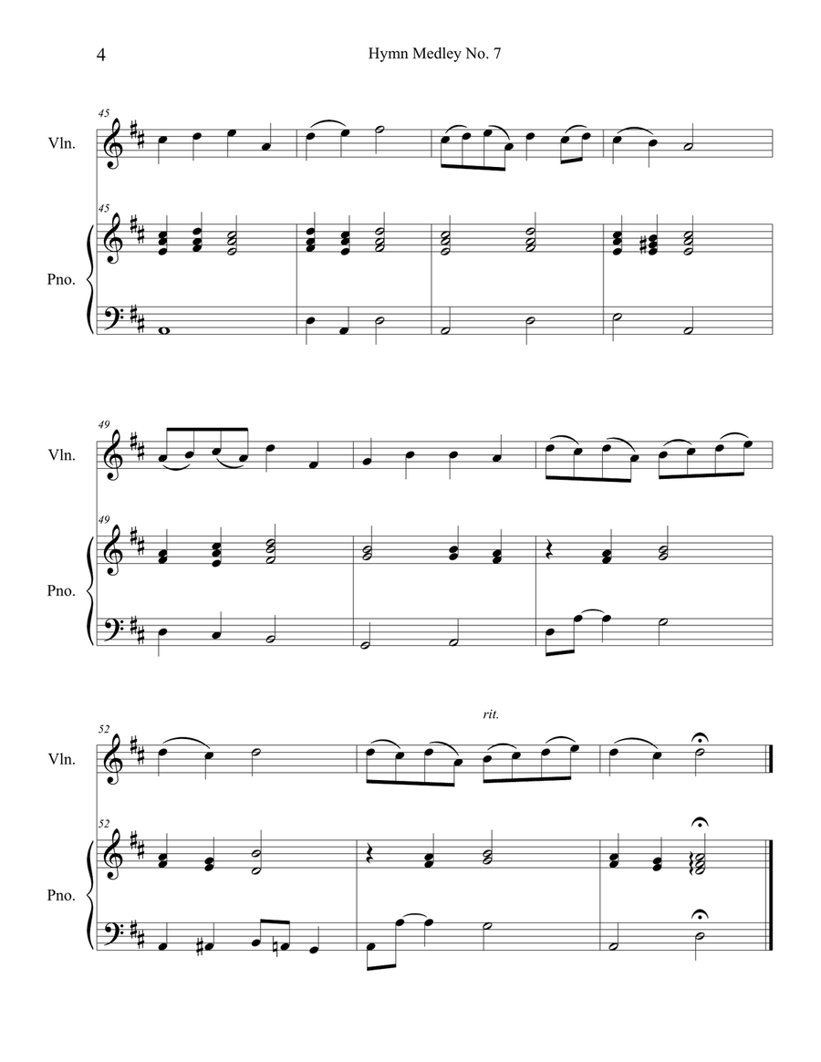 Hymn Medley No. 7 (Violin Solo with Piano Accompaniment) Violin Solo scores gallery preview page 4
