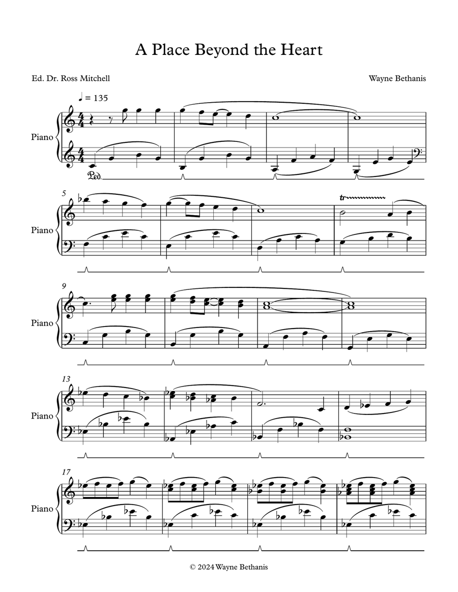 A Place Beyond the Heart A Place Beyond the Heart Piano Solo scores gallery preview page 1