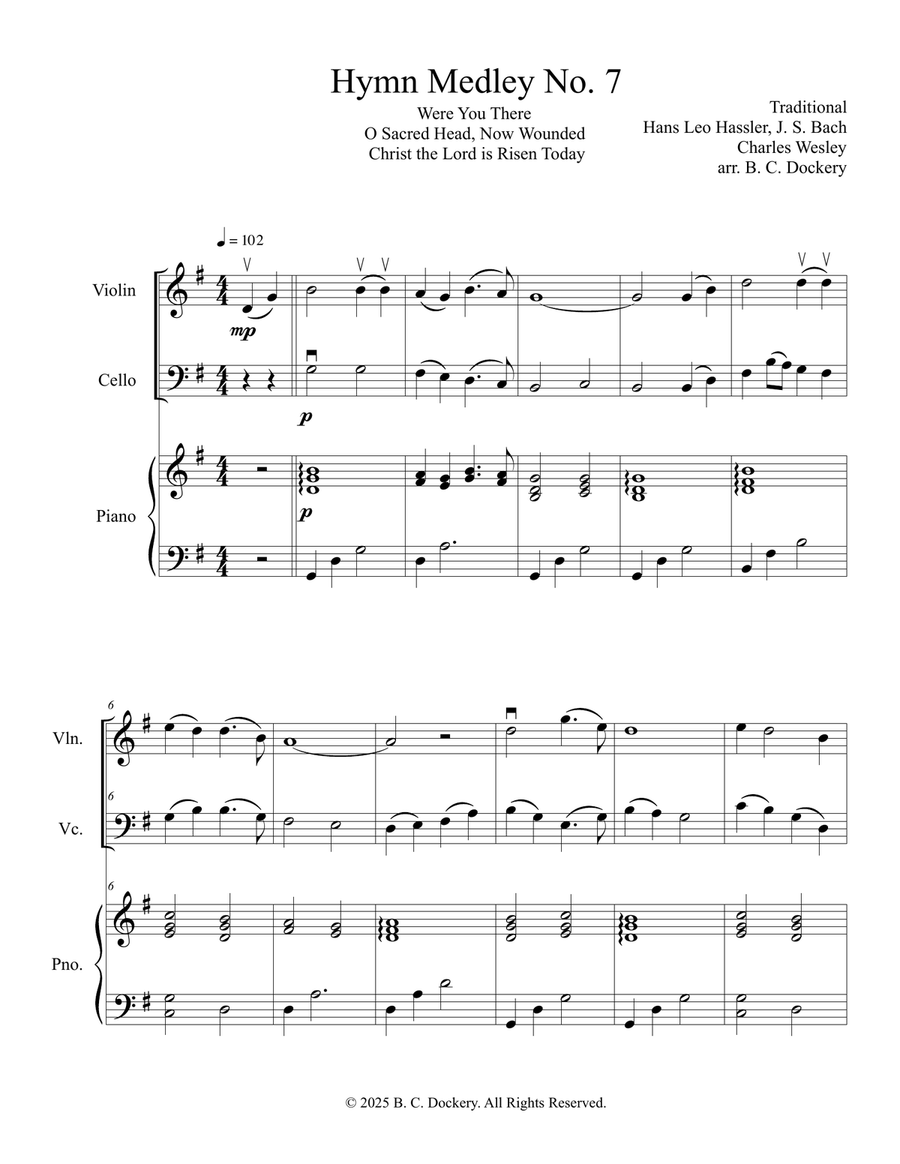Hymn Medley No. 7 (Violin and Cello Duet with Piano Accompaniment) Piano Trio scores gallery preview page 1