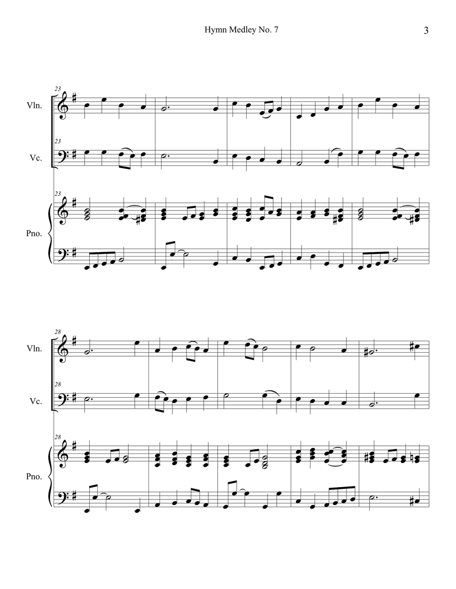Hymn Medley No. 7 (Violin and Cello Duet with Piano Accompaniment) Piano Trio scores gallery preview page 3