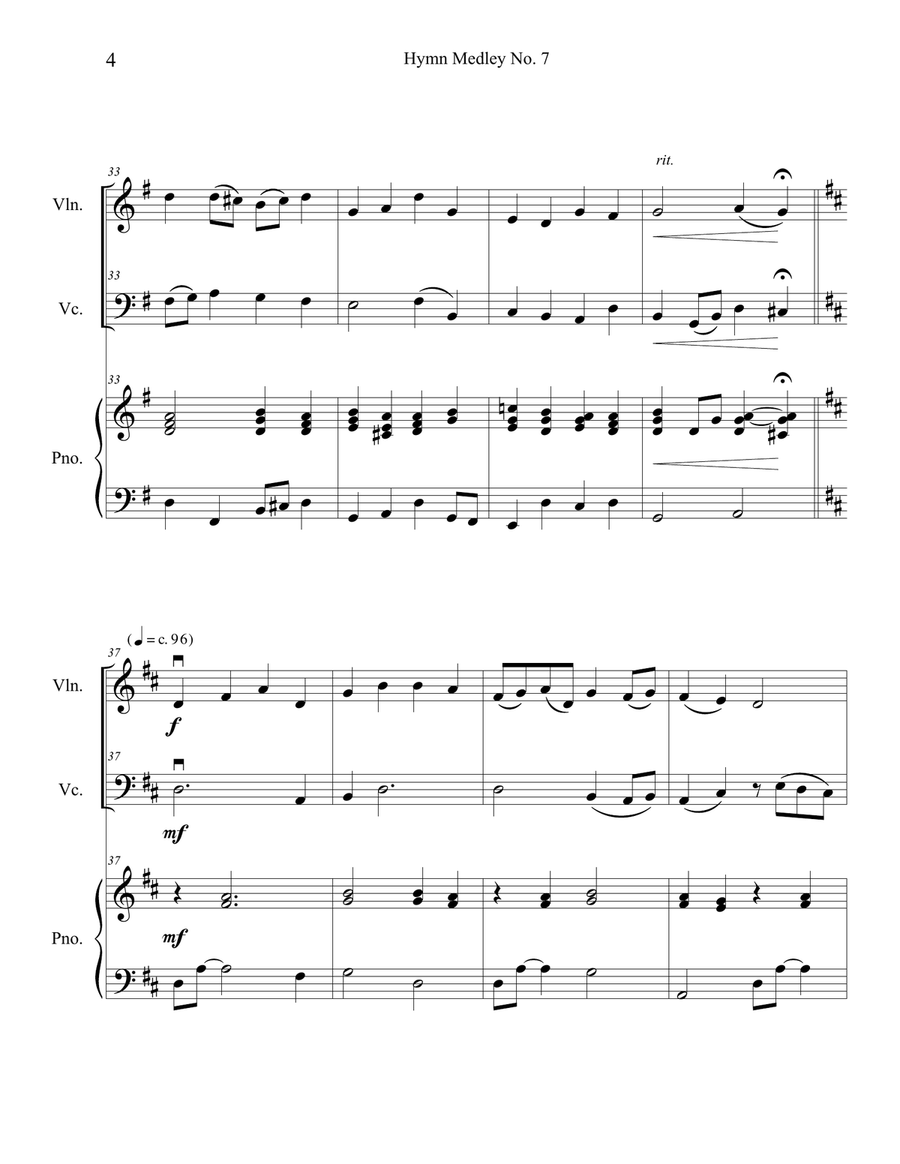 Hymn Medley No. 7 (Violin and Cello Duet with Piano Accompaniment) Piano Trio scores gallery preview page 4