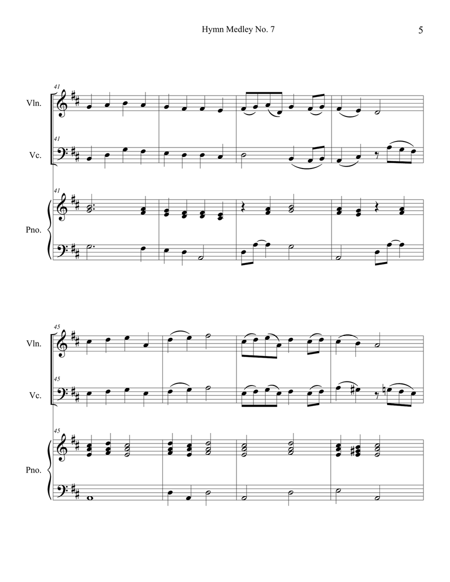 Hymn Medley No. 7 (Violin and Cello Duet with Piano Accompaniment) Piano Trio scores gallery preview page 5