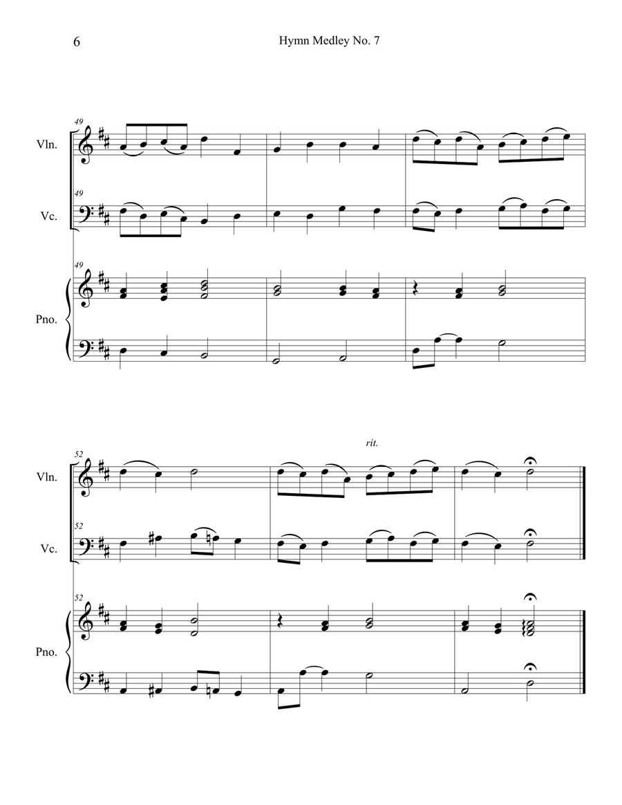 Hymn Medley No. 7 (Violin and Cello Duet with Piano Accompaniment) Piano Trio scores gallery preview page 6