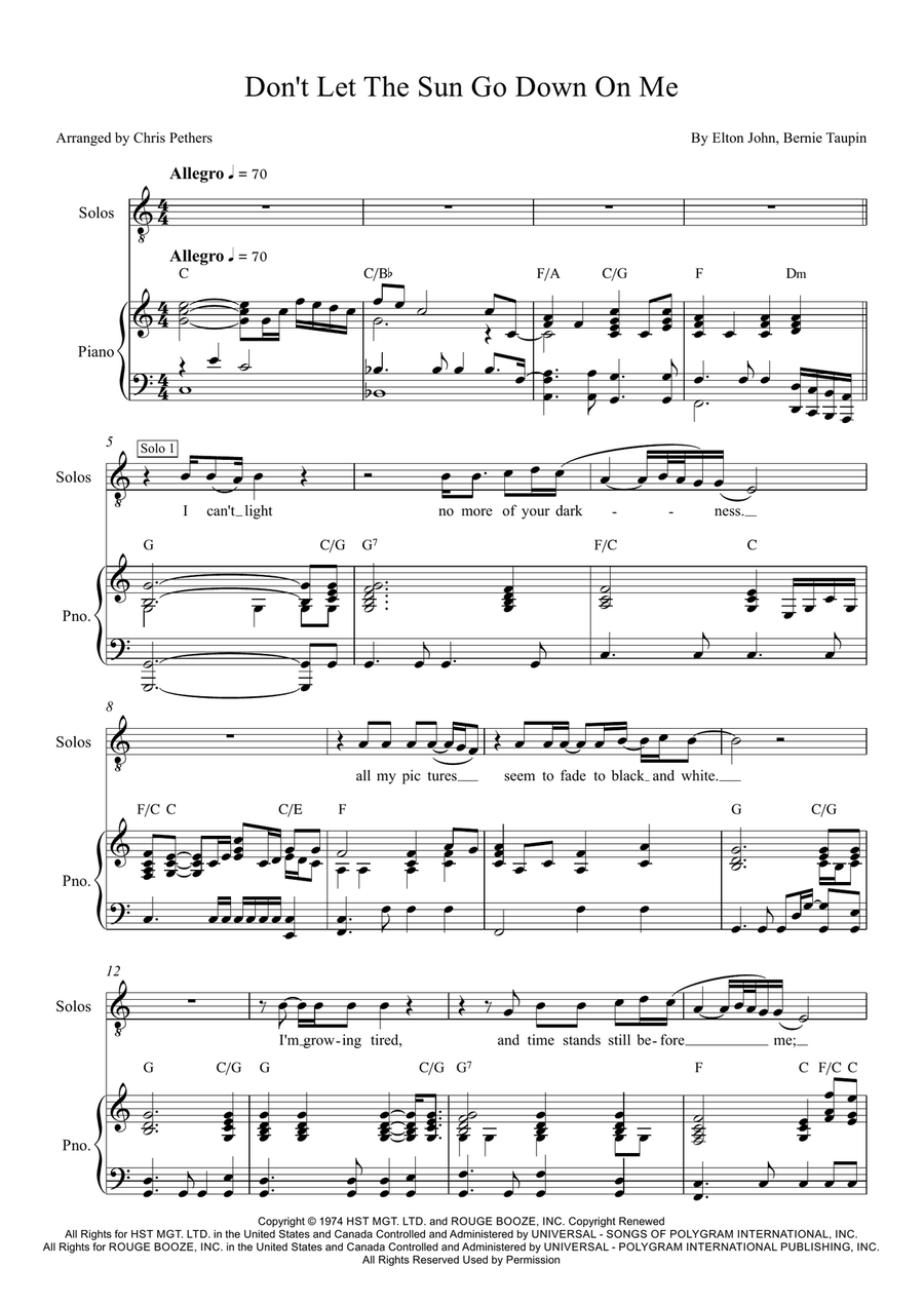 Don't Let The Sun Go Down On Me TTBB scores gallery preview page 1