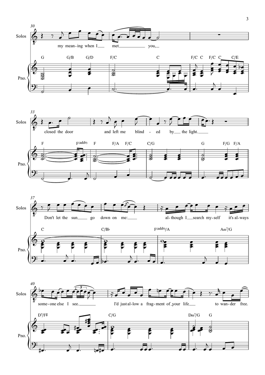 Don't Let The Sun Go Down On Me TTBB scores gallery preview page 3