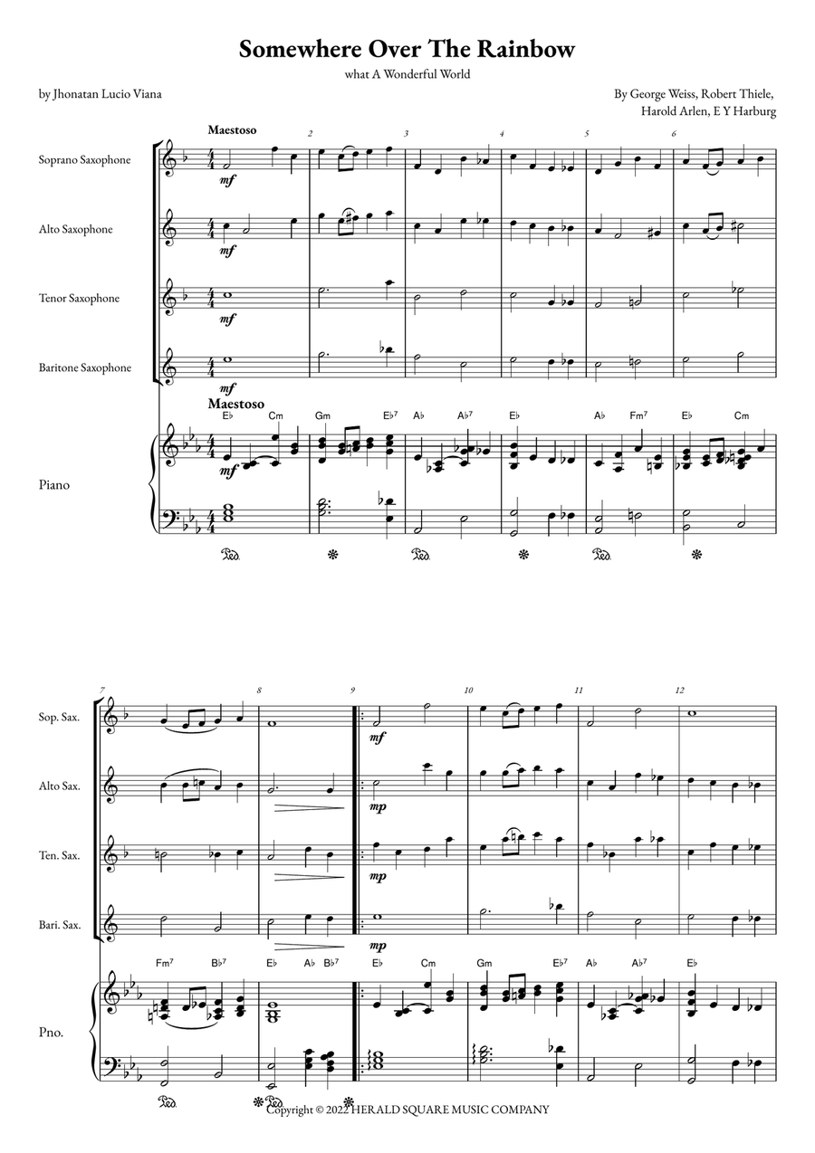 Somewhere Over The Rainbow/what A Wonderful World Small Ensemble scores gallery preview page 1