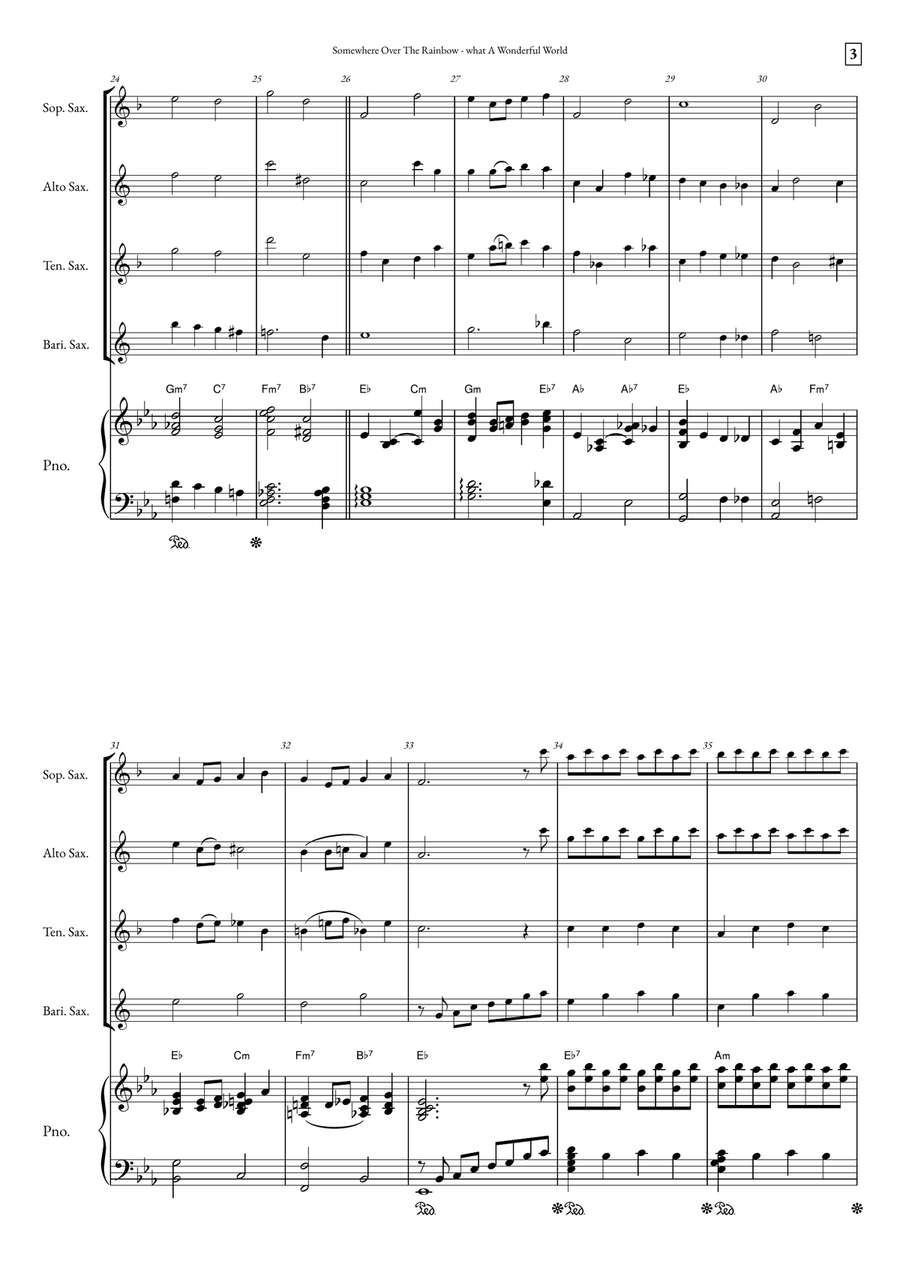 Somewhere Over The Rainbow/what A Wonderful World Small Ensemble scores gallery preview page 3