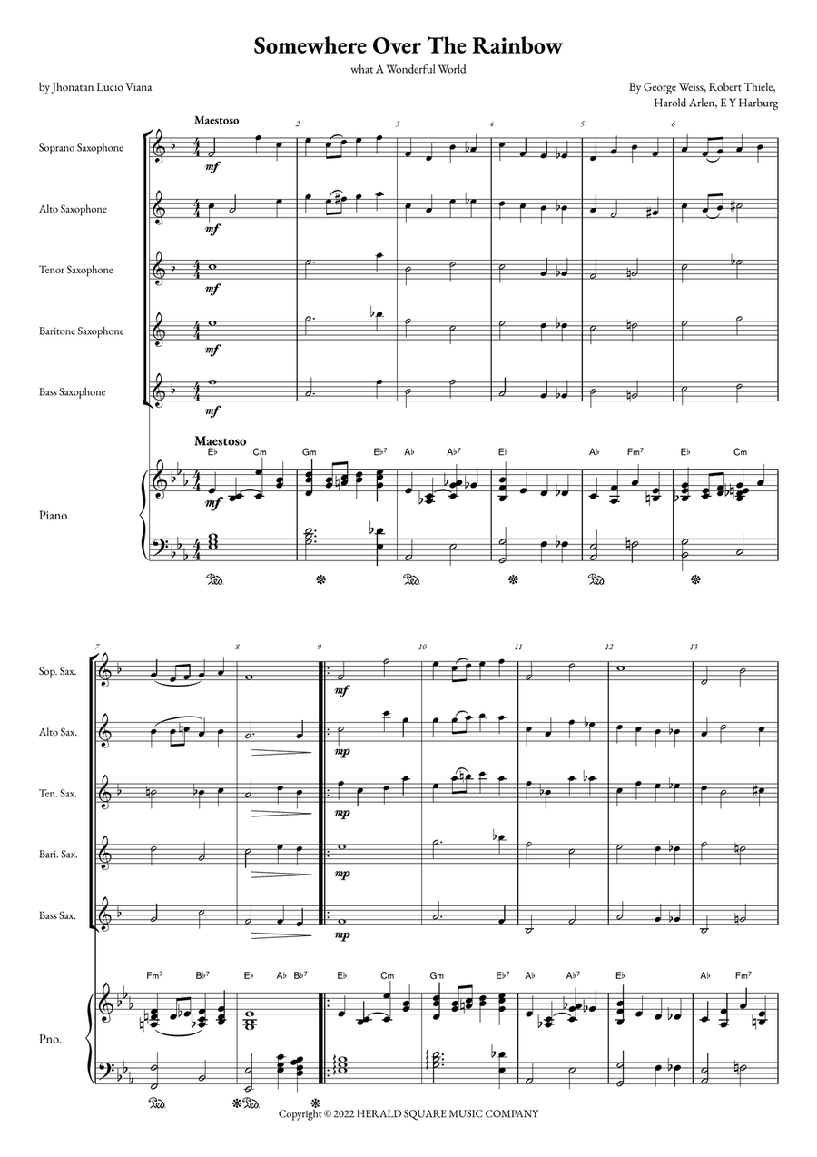 Somewhere Over The Rainbow/what A Wonderful World Small Ensemble scores gallery preview page 1
