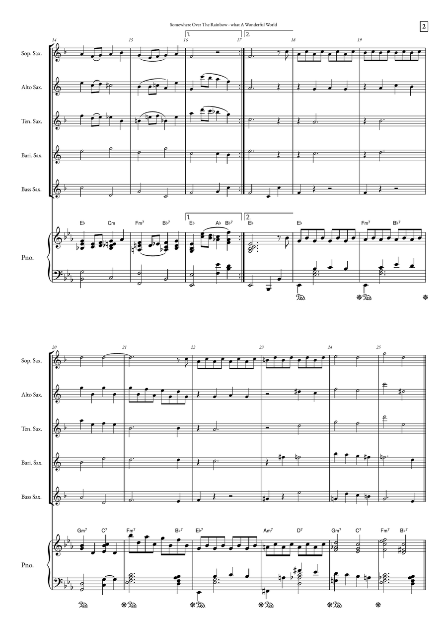 Somewhere Over The Rainbow/what A Wonderful World Small Ensemble scores gallery preview page 2