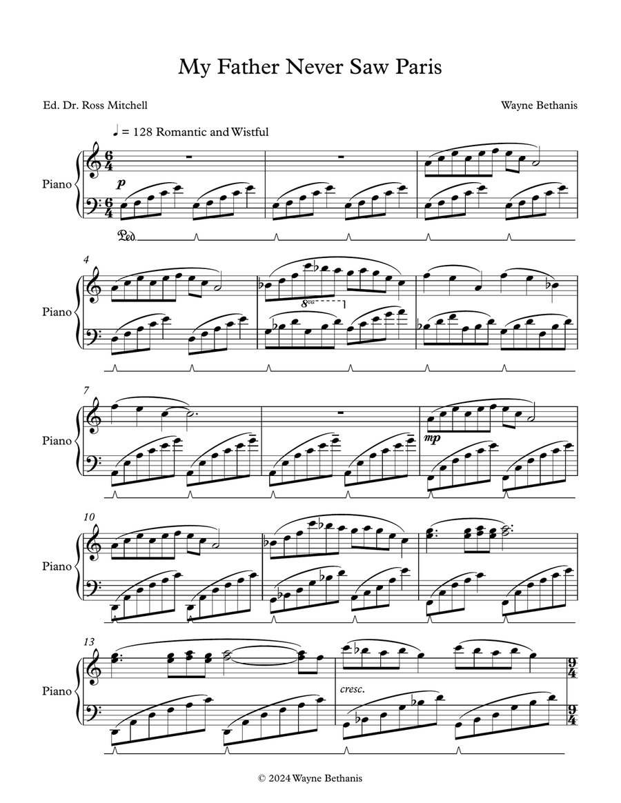 My Father Never Saw Paris Piano Solo scores gallery preview page 1