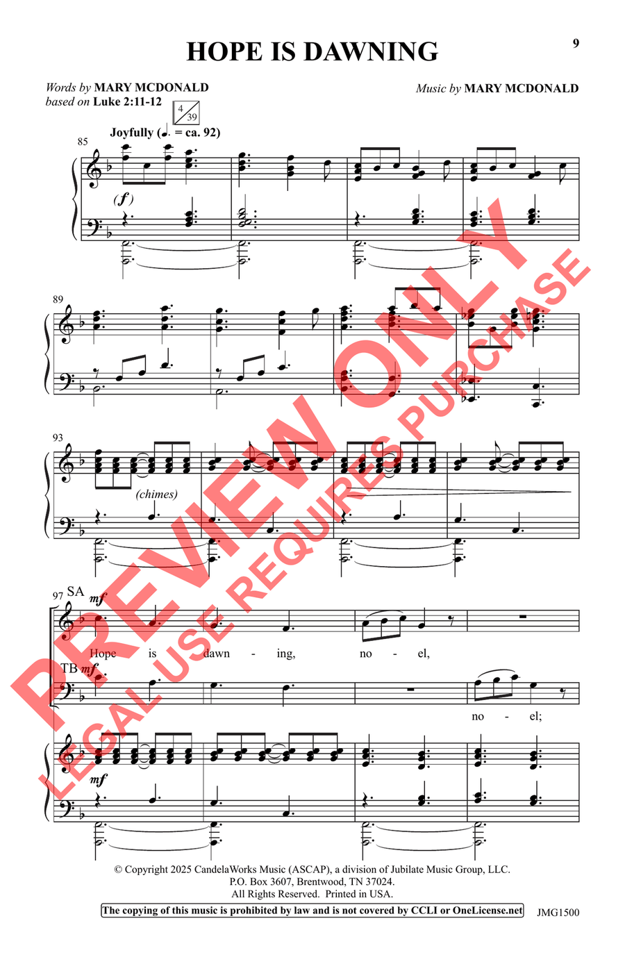 Hope Has Dawned, Noel! - SATB 4-Part scores gallery preview page 7