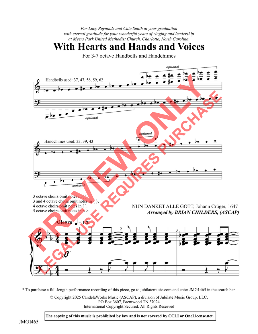 With Hearts and Hands and Voices Handbell Choir scores gallery preview page 2