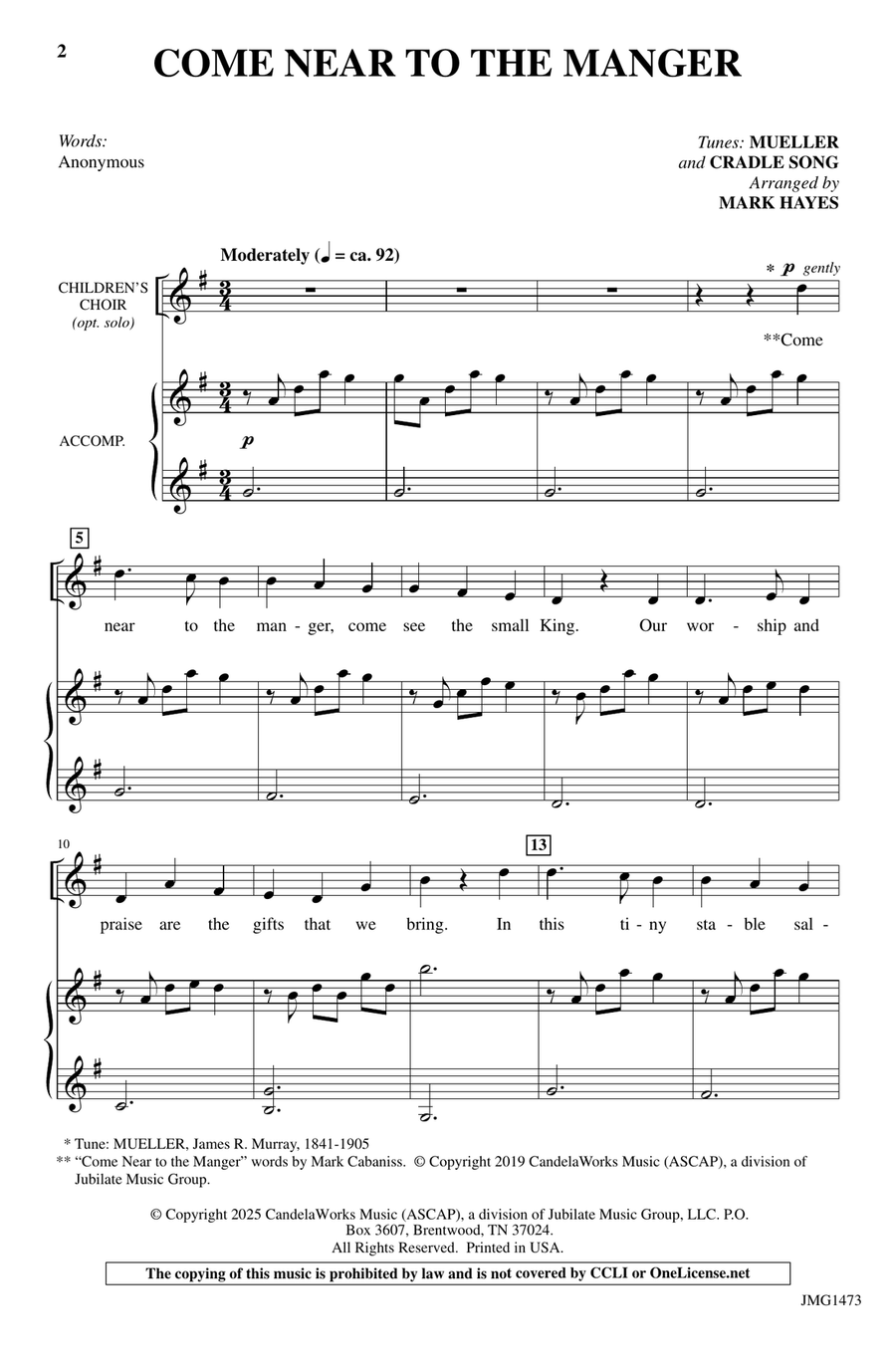 Come Near To the Manger by Mark Hayes 4-Part - Digital Sheet Music page 2