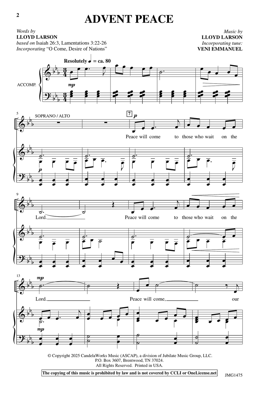 Advent Peace - Orchestration (Digital Download) 4-Part scores gallery preview page 2