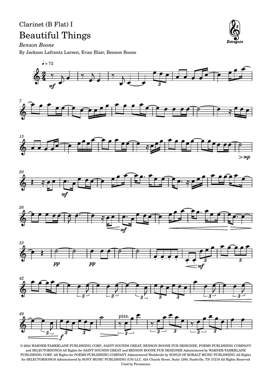 Beautiful Things Clarinet Duet scores gallery preview page 1