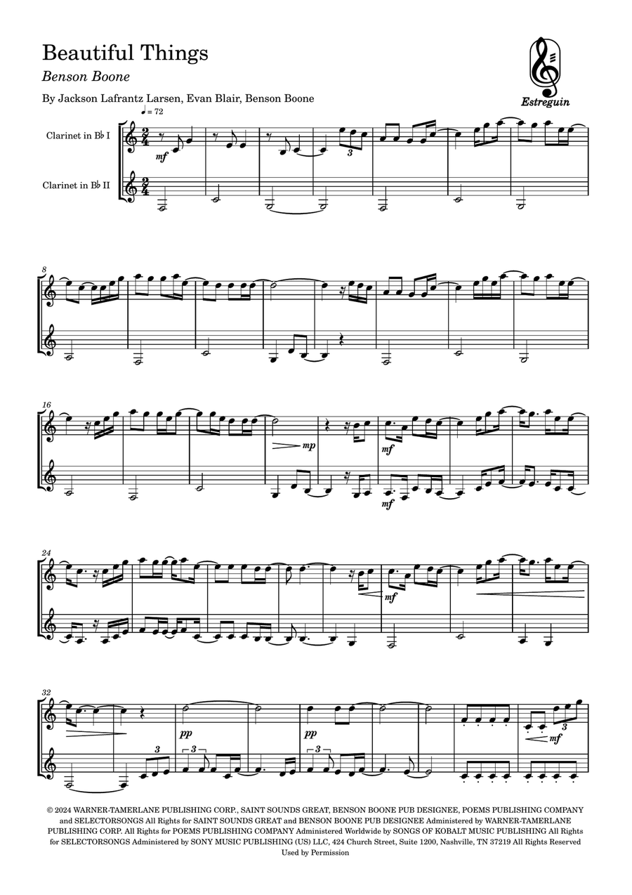 Beautiful Things Clarinet Duet scores gallery preview page 3