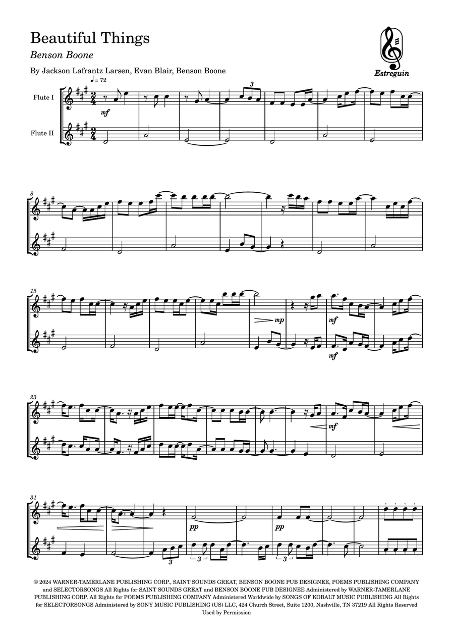 Beautiful Things Flute Duet scores gallery preview page 3