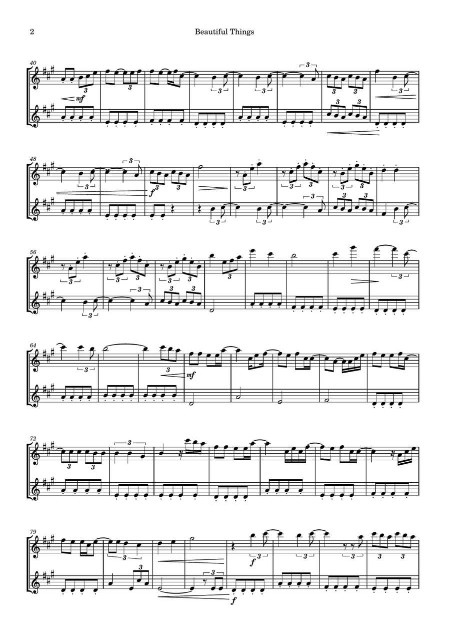 Beautiful Things Flute Duet scores gallery preview page 4