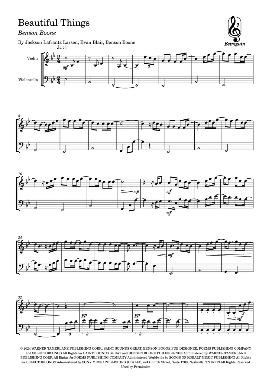 Beautiful Things String Duet scores gallery preview page 1