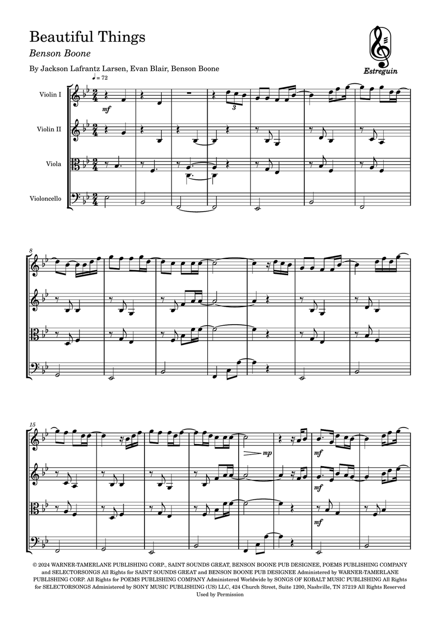 Beautiful Things String Quartet scores gallery preview page 1