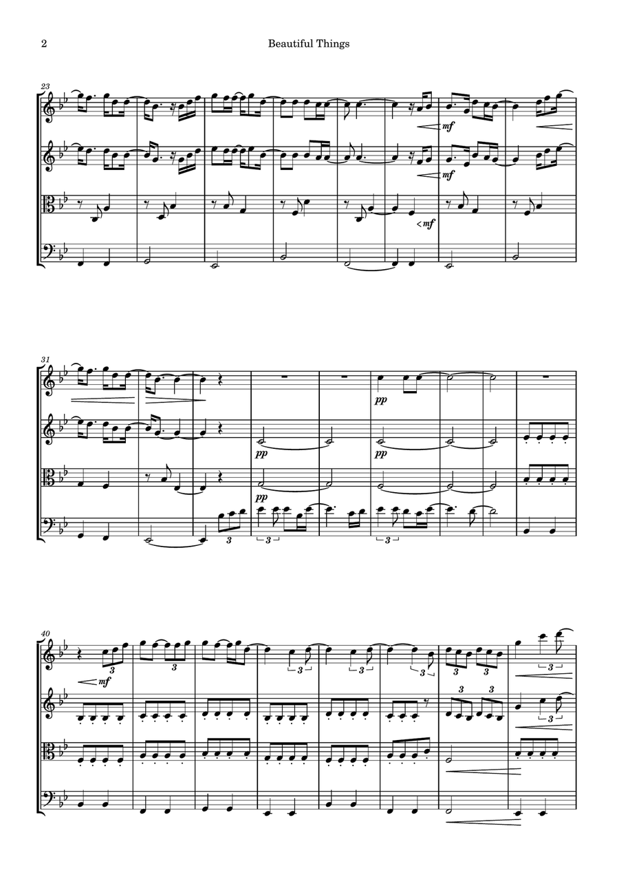 Beautiful Things String Quartet scores gallery preview page 2