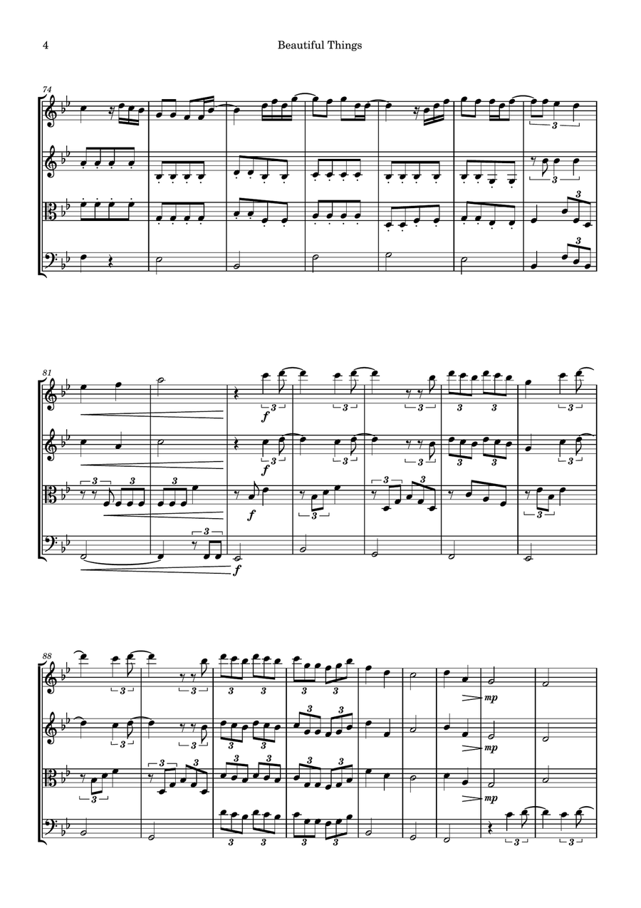 Beautiful Things String Quartet scores gallery preview page 4
