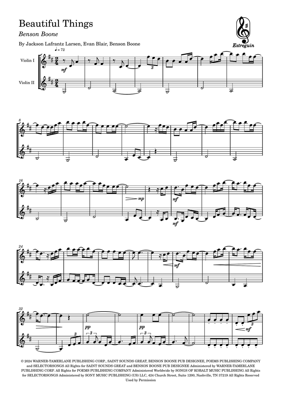 Beautiful Things String Duet scores gallery preview page 1