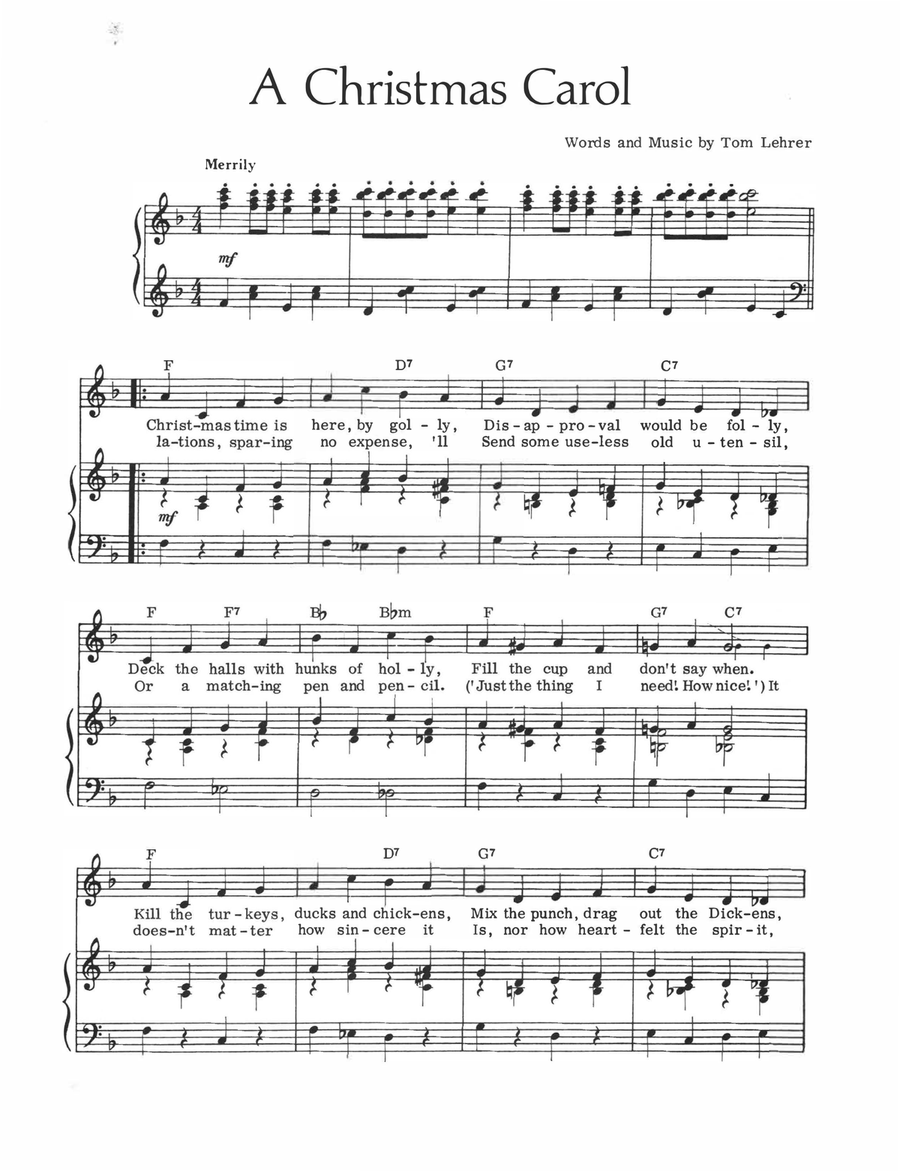 A Christmas Carol (Tom Lehrer) Piano scores gallery preview page 3