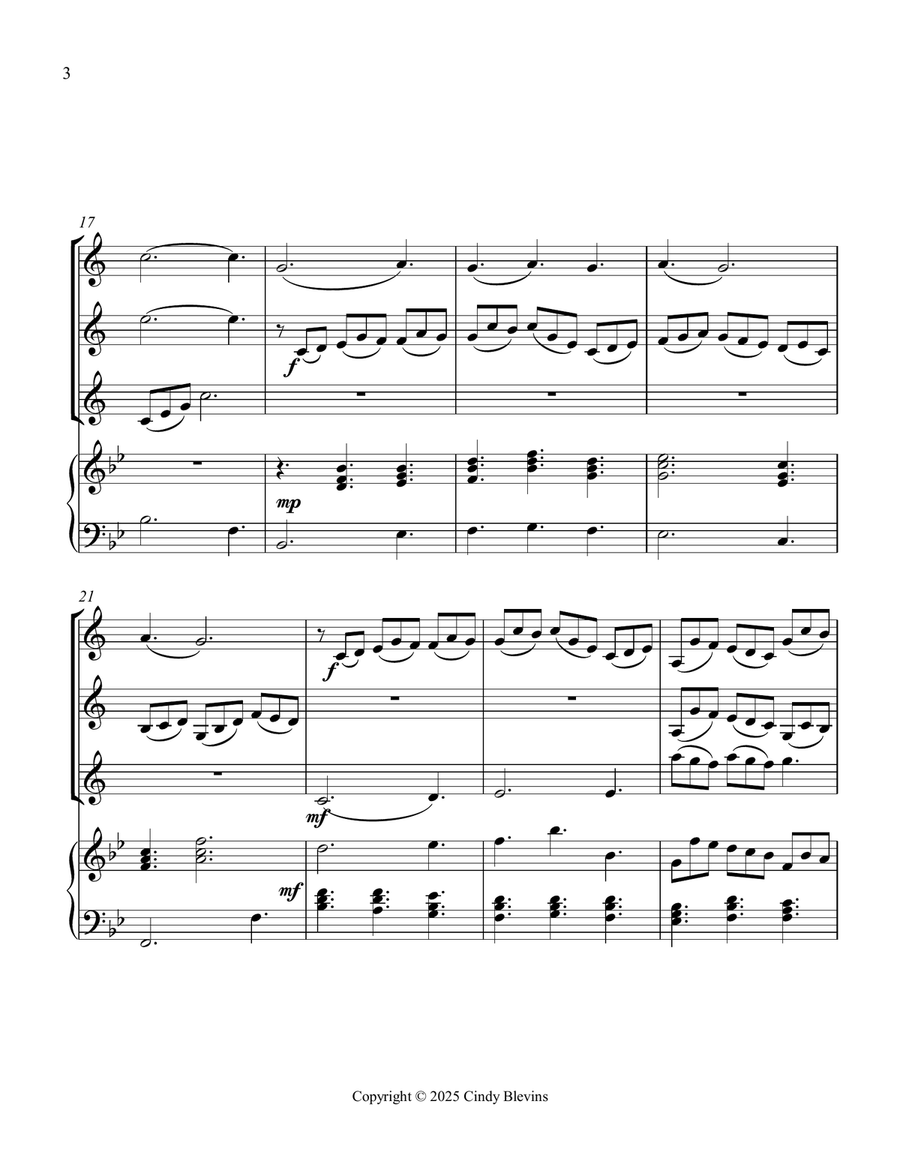 Jesu, Joy of Man's Desiring, for Three Clarinets and Piano Small Ensemble scores gallery preview page 4