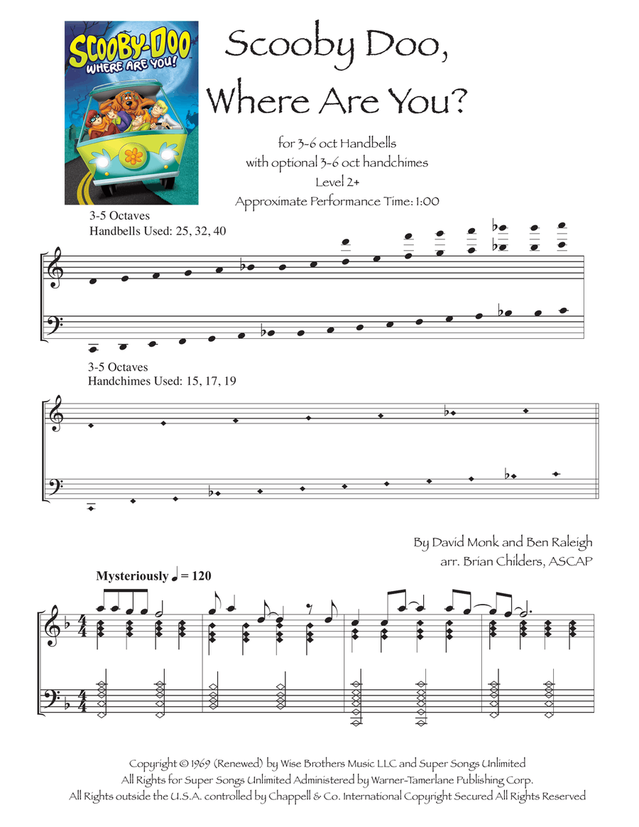 Scooby Doo, Where Are You? - Score Only Handbell Choir scores gallery preview page 3