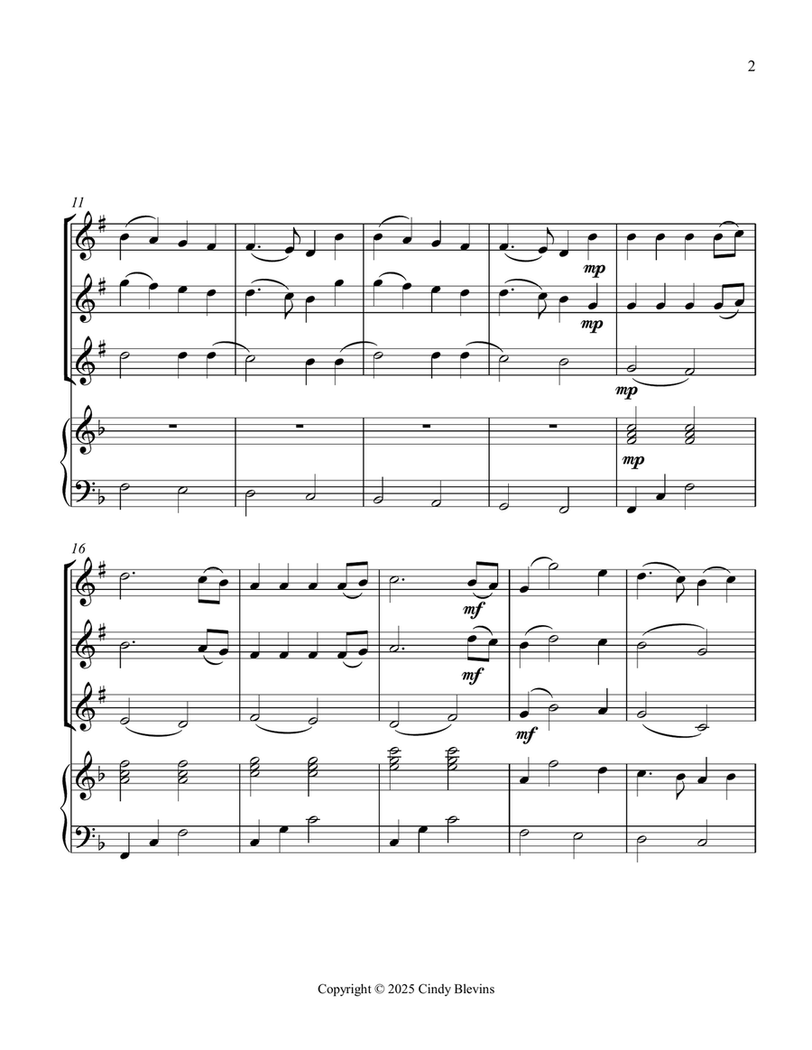 Joy To the World, for Three Clarinets and Piano Small Ensemble scores gallery preview page 3