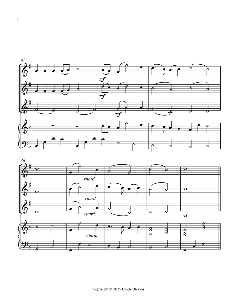 Joy To the World, for Three Clarinets and Piano Small Ensemble scores gallery preview page 6