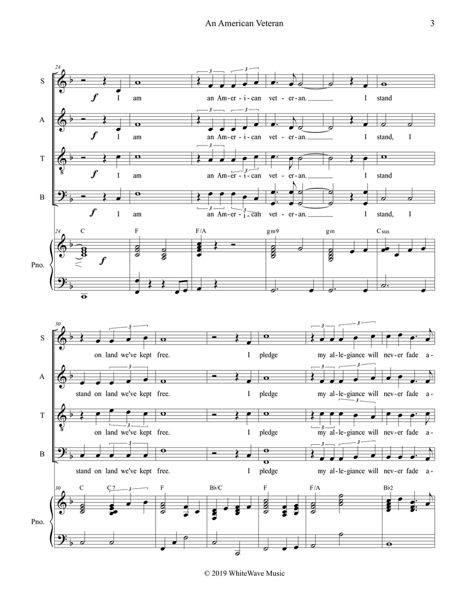 An American Veteran (SATB) 4-Part scores gallery preview page 4
