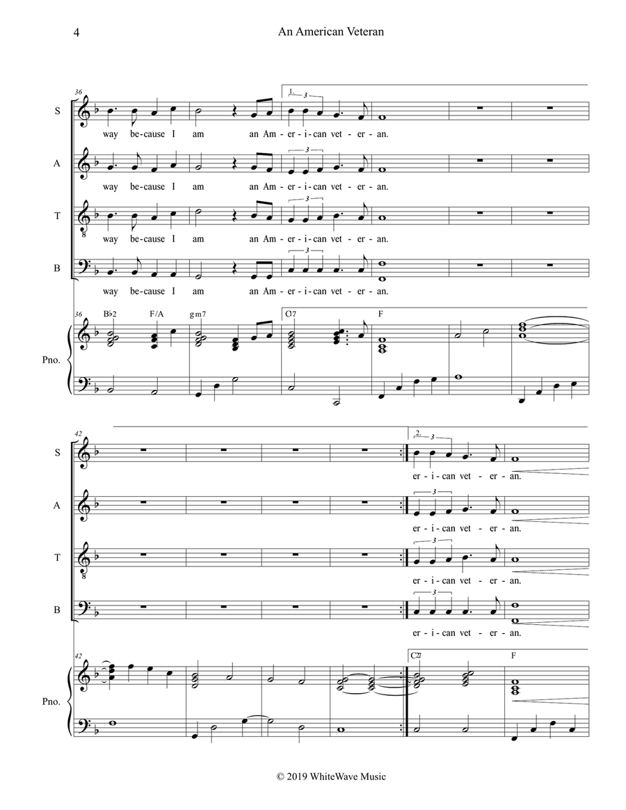 An American Veteran (SATB) 4-Part scores gallery preview page 5