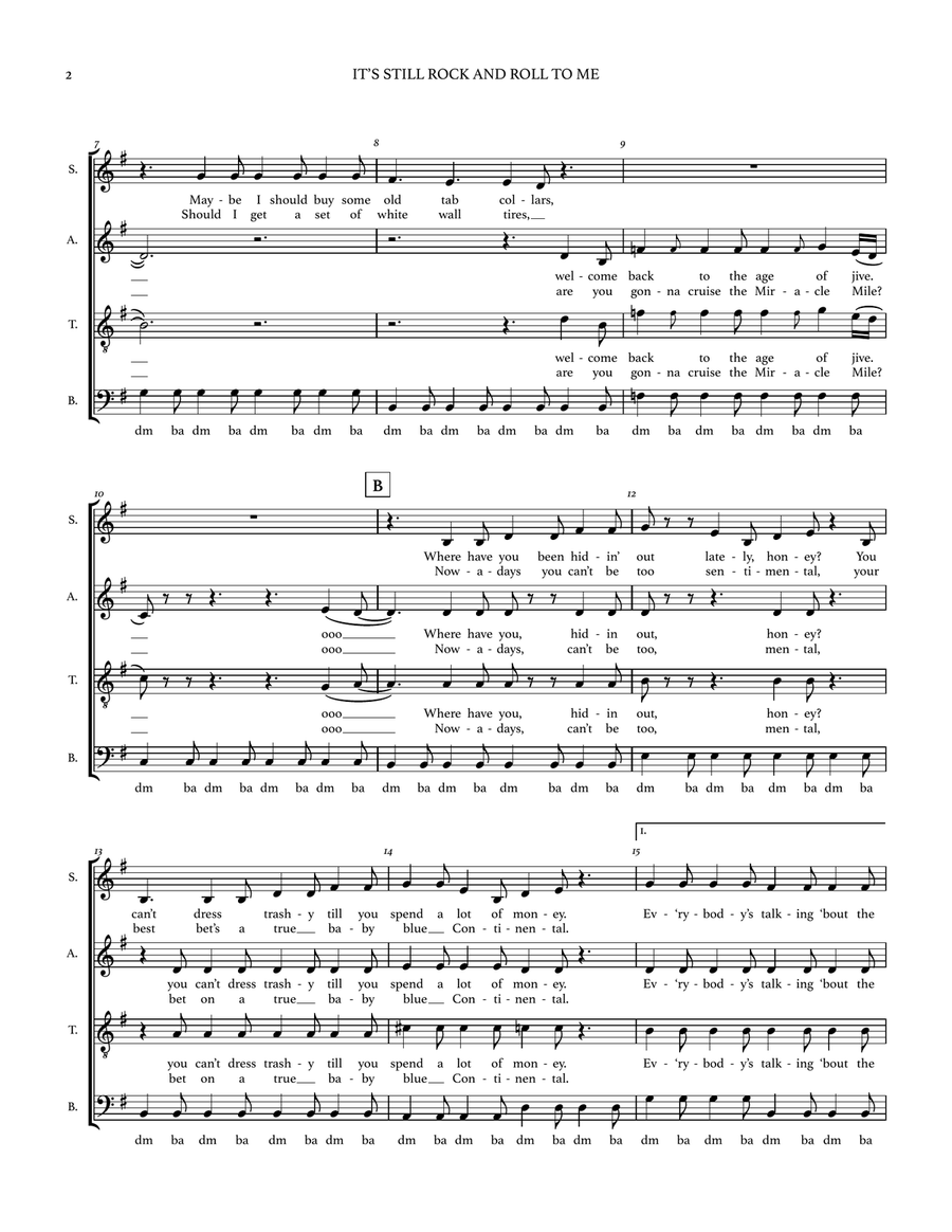 It's Still Rock And Roll To Me 4-Part scores gallery preview page 3