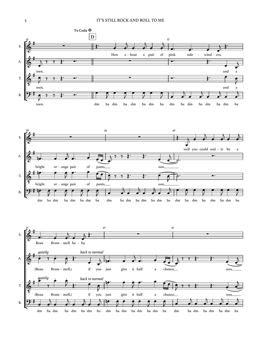 It's Still Rock And Roll To Me 4-Part scores gallery preview page 6